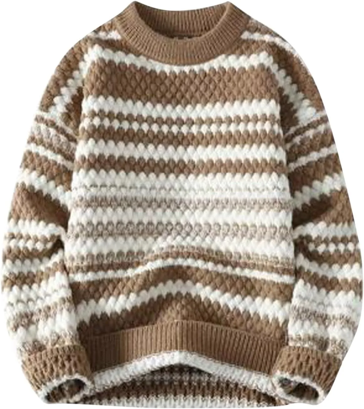 

Мужской свитер с длинным рукавом, полоска, цветной блок, рифленая вязка