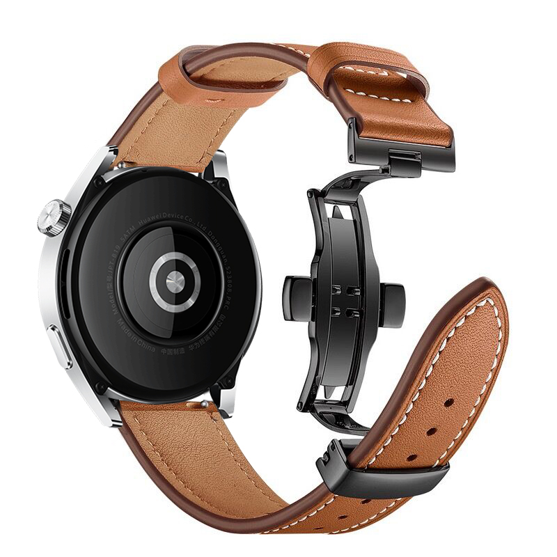 

CHENSONG Часы Watch Band Huawei Compatibility Leather, Pana pattern butterfly buckle belt - brown black buckle