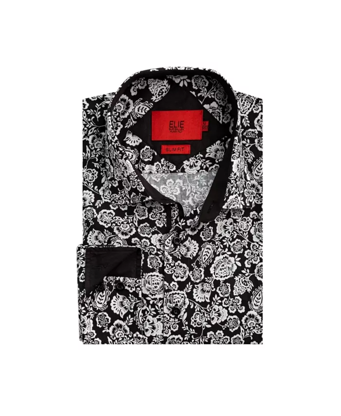 

Рубашка для мальчиков-подростков Slim Fit с принтом пейсли Elie Balleh, черный