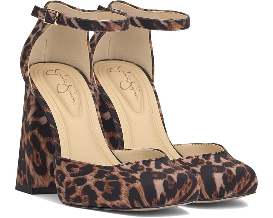 

Туфли Jessica Simpson Lollah Ankle Strap Block Heel Pump, цвет Natural Leopard