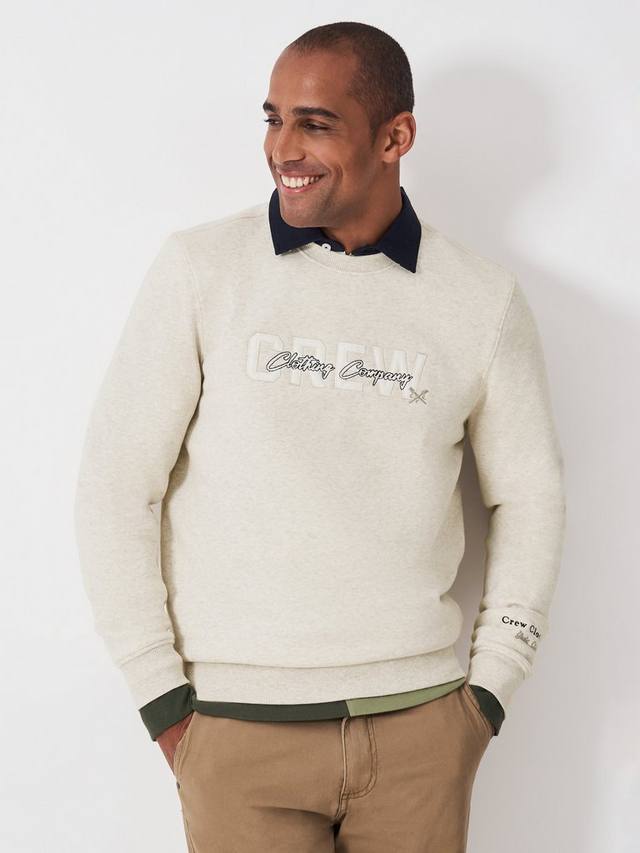 

Свитшот из хлопкового микса с аппликацией Crew Clothing, Beige