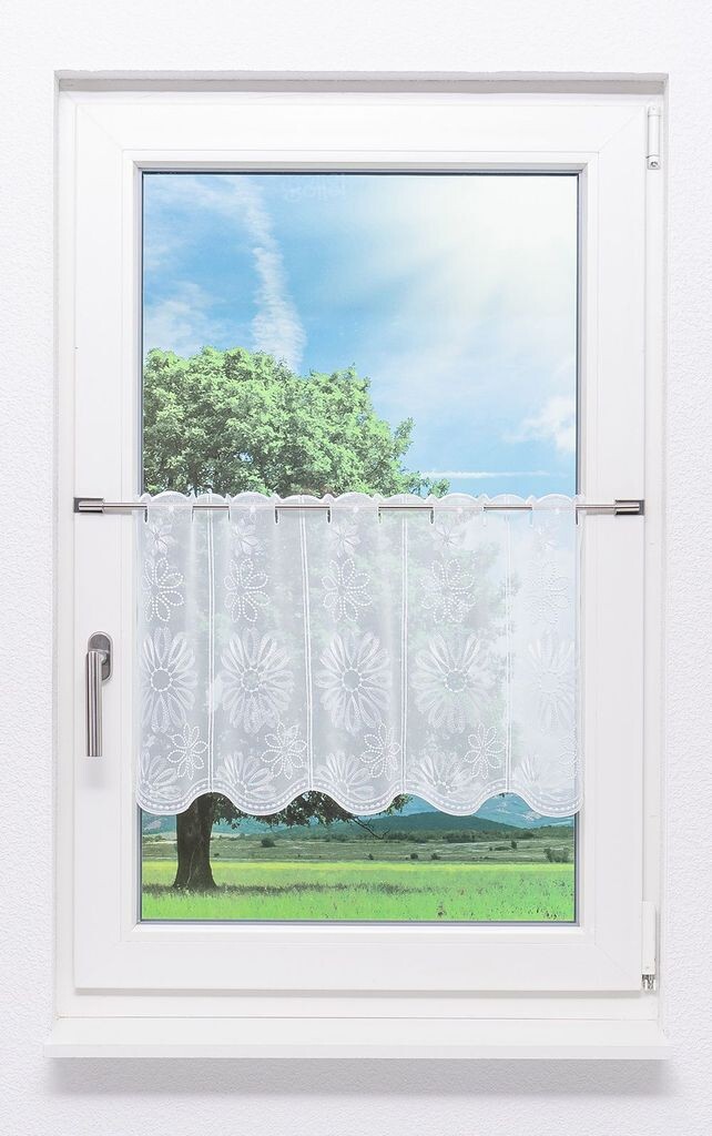 

Панельная штора Plauener Spitze - Flower time (Ш х В) 145,8см*40см белый/белый