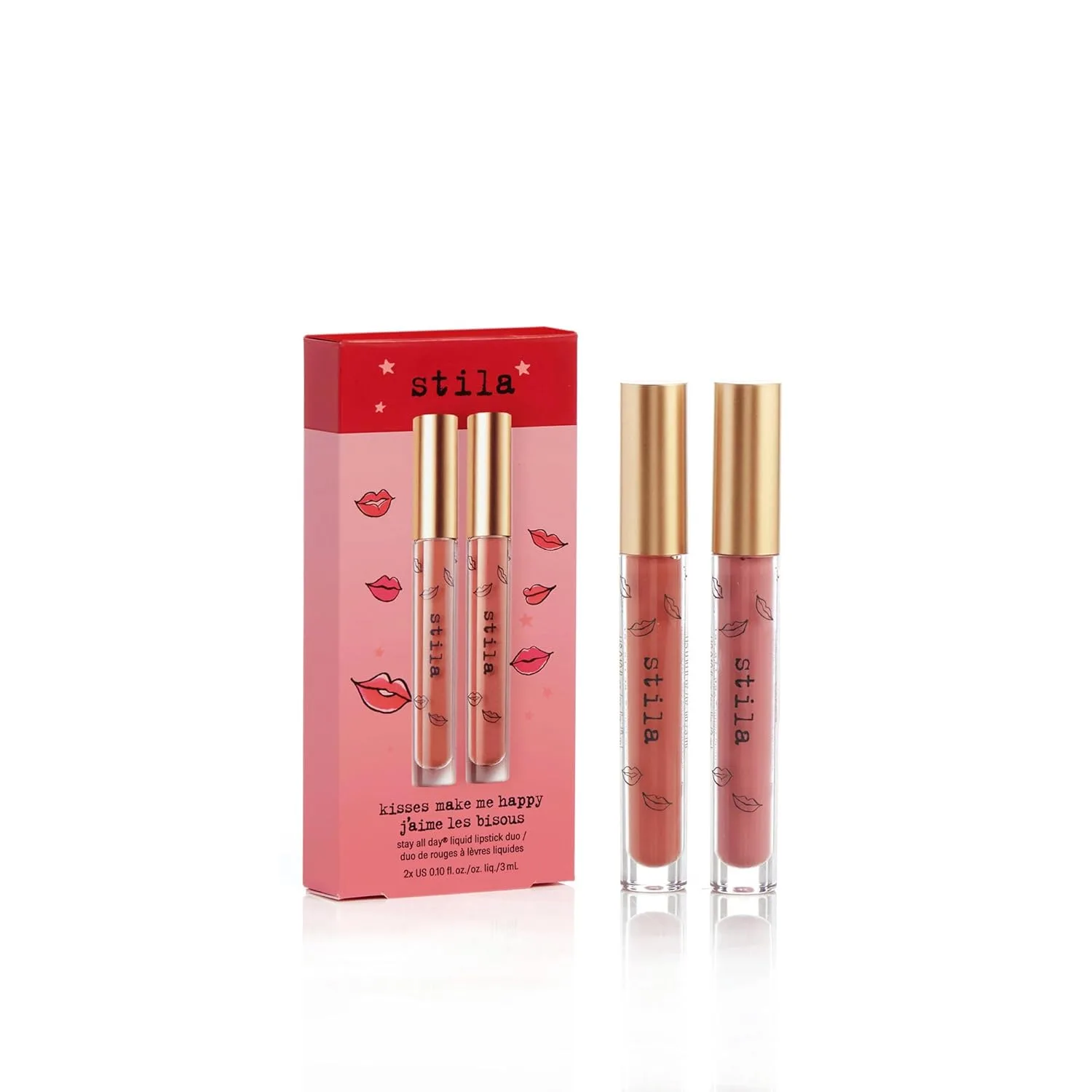 Жидкая помада-дуэт stila Kisses Make Me Happy Stay All Day Один размер, Sugar Peach/Petal