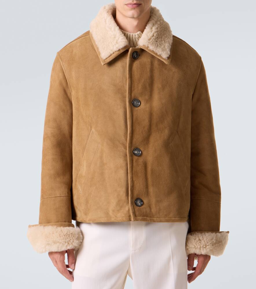 Замшевая куртка с подкладкой из овчины Ami Paris, Camel — фото 3