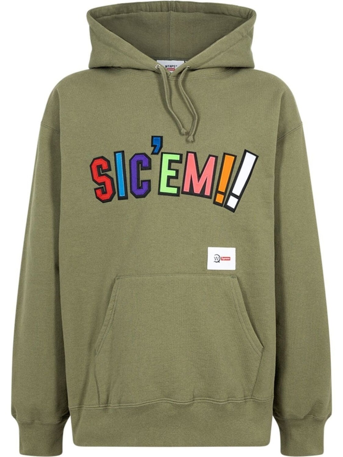 

Худи с принтом Sic'em! из коллаборации с WTAPS Supreme, зеленый