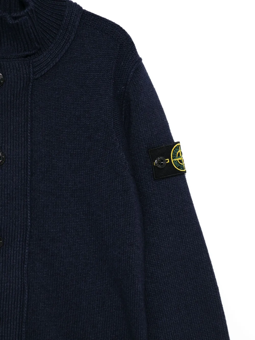 Кардиган с высоким воротом и застежкой на пуговицы Stone Island Junior, синий — фото 3