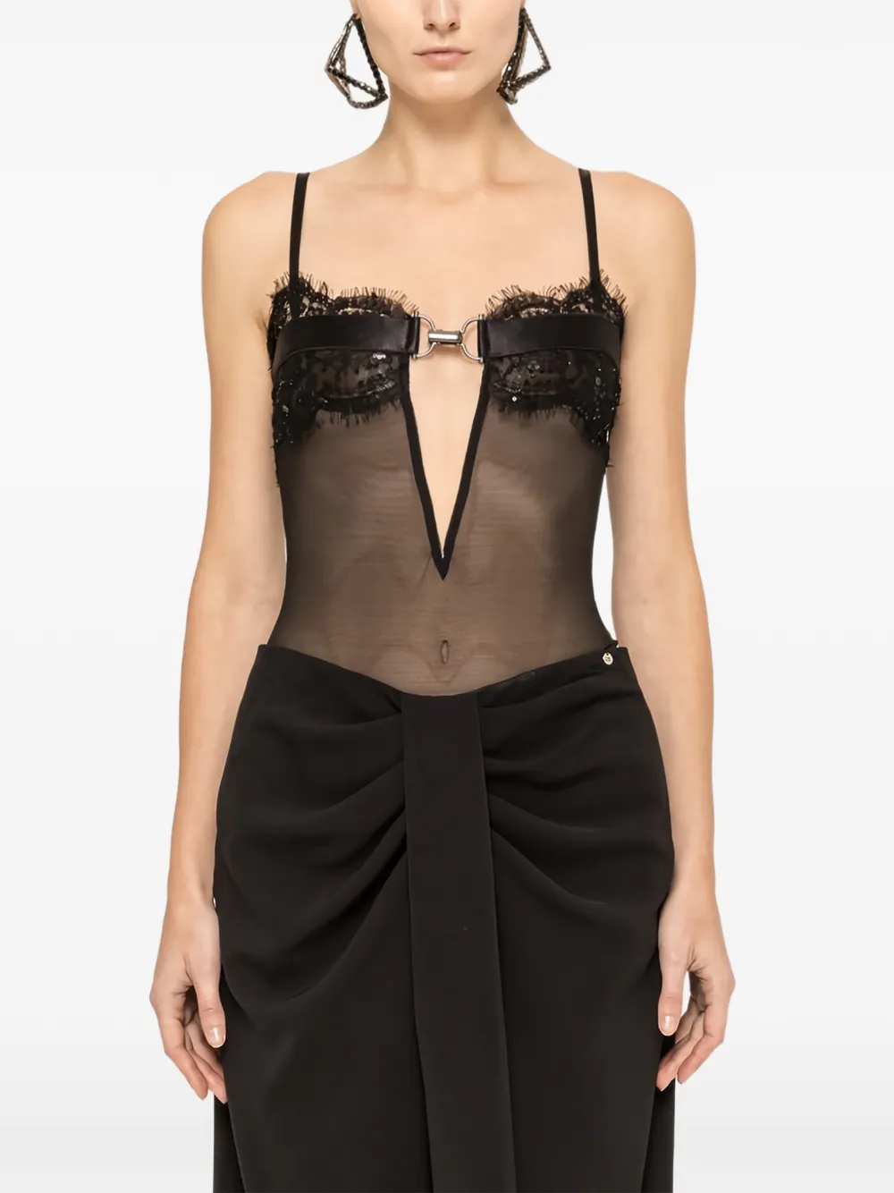 

Боди из тюля с кружевом NISSA, черный