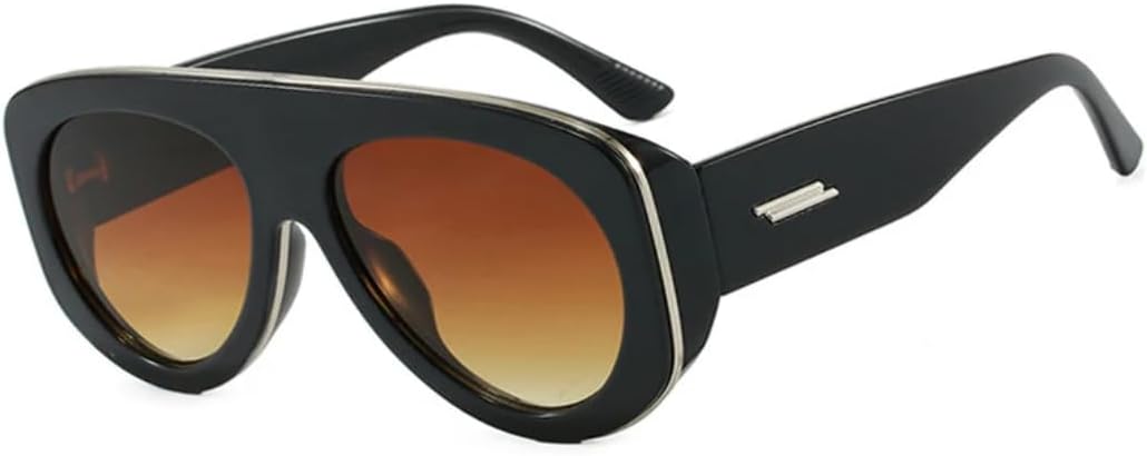 

Популярные модные солнцезащитные очки для женщин, конфетные оттенки, защита от УФ-излучения UV400, ретро-стиль, заклепки. Мужские модные очки большого размера TVTBBVV, Black Tea Gradient