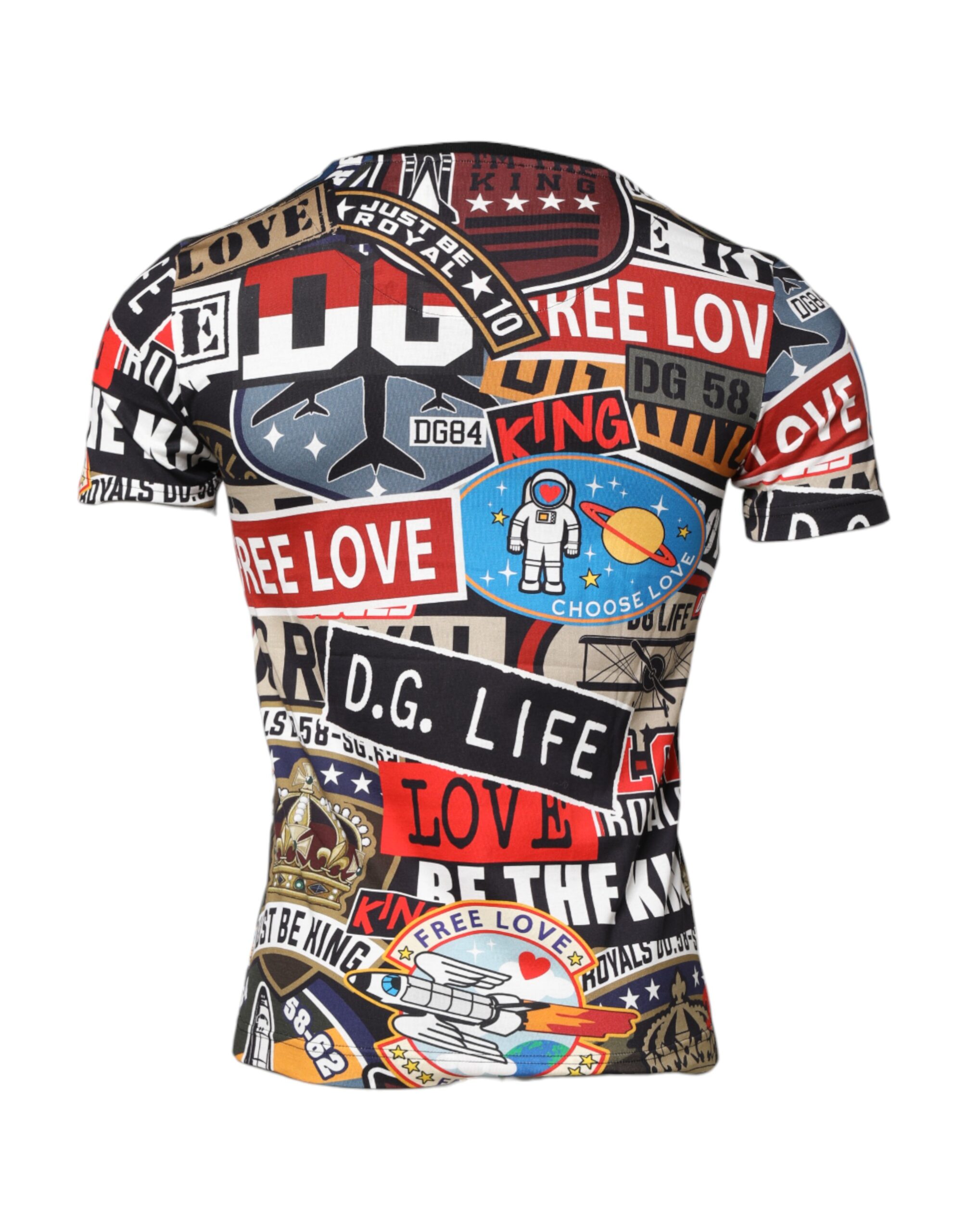 Футболка из разноцветного хлопка с круглым вырезом в стиле пэчворк Dolce & Gabbana, Multicolor — фото 3