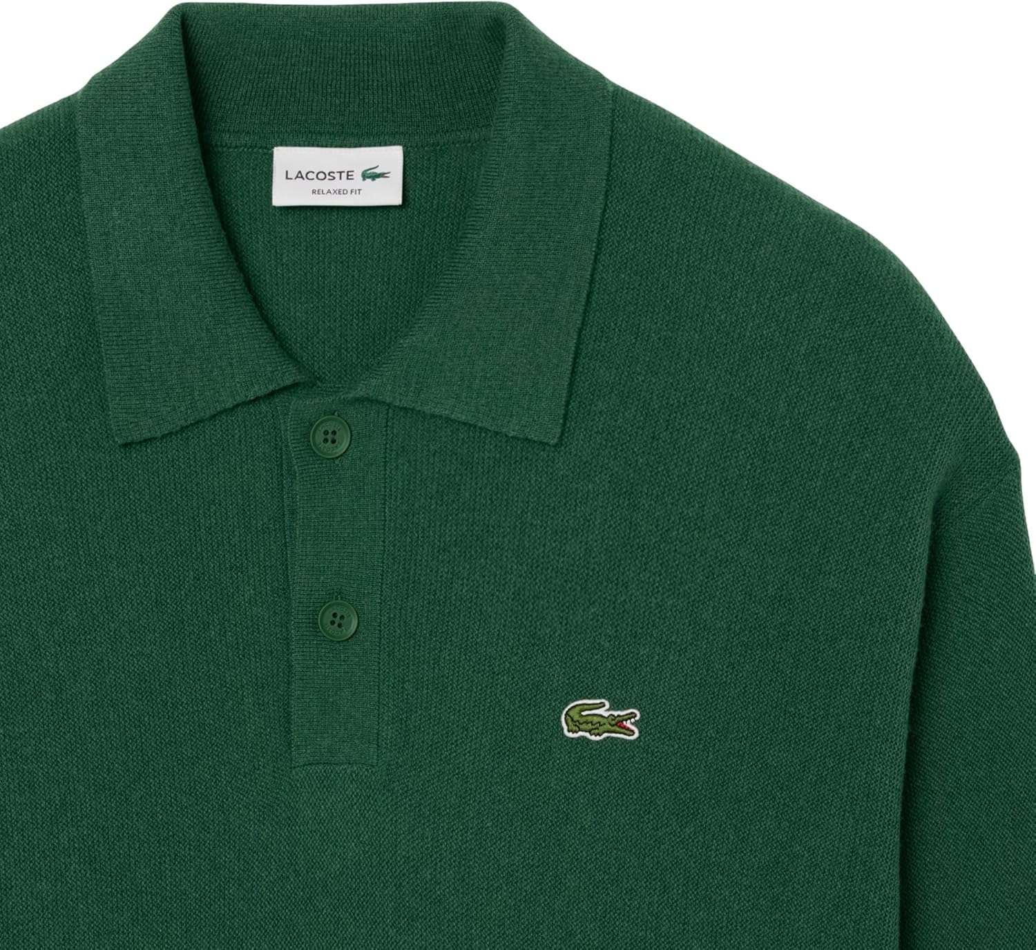 Свитер-поло Lacoste, мужской, кардной шерсти, зеленый — фото 2