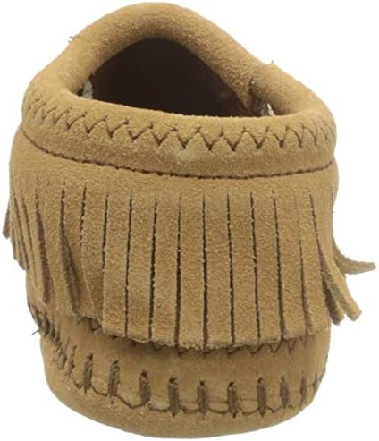 Детские пинетки Minnesota для девочек Riley Moccasin - 1166 Minnetonka, Taupe-Leopard — фото 3