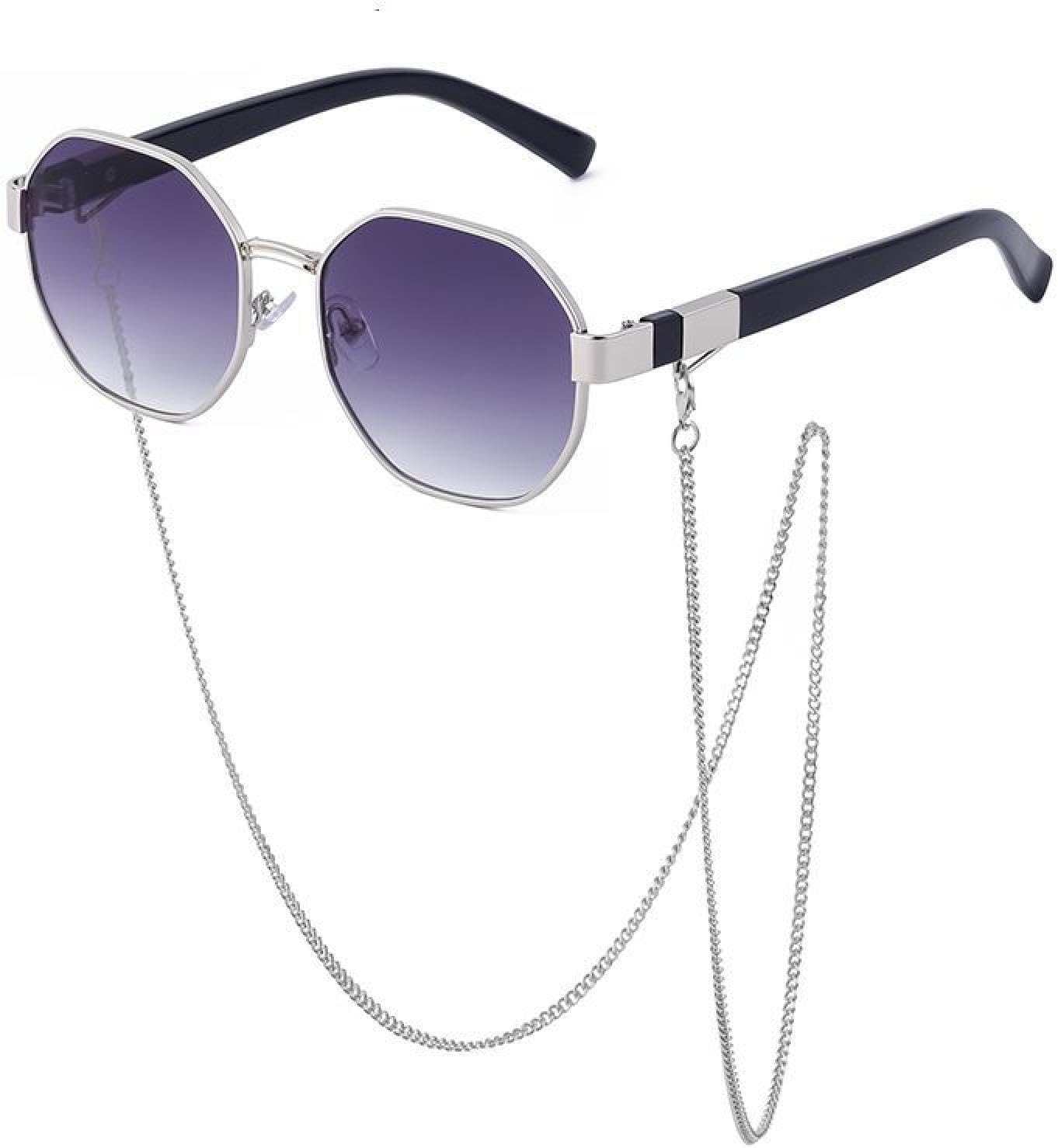

Женские восьмиугольные солнцезащитные очки с цепочкой, роскошные винтажные очки в стиле стимпанк, солнцезащитные очки с защитой от УФ-излучения UV400 TYUVIVO, C1silverdoublegray