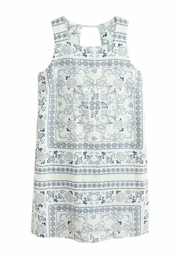 Платье повседневное Next, white blue tile print, бело-голубой в клетку