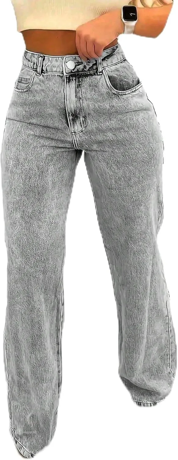 

Женские джинсы Mid-Rise Straight-Leg Wide-Leg с карманами