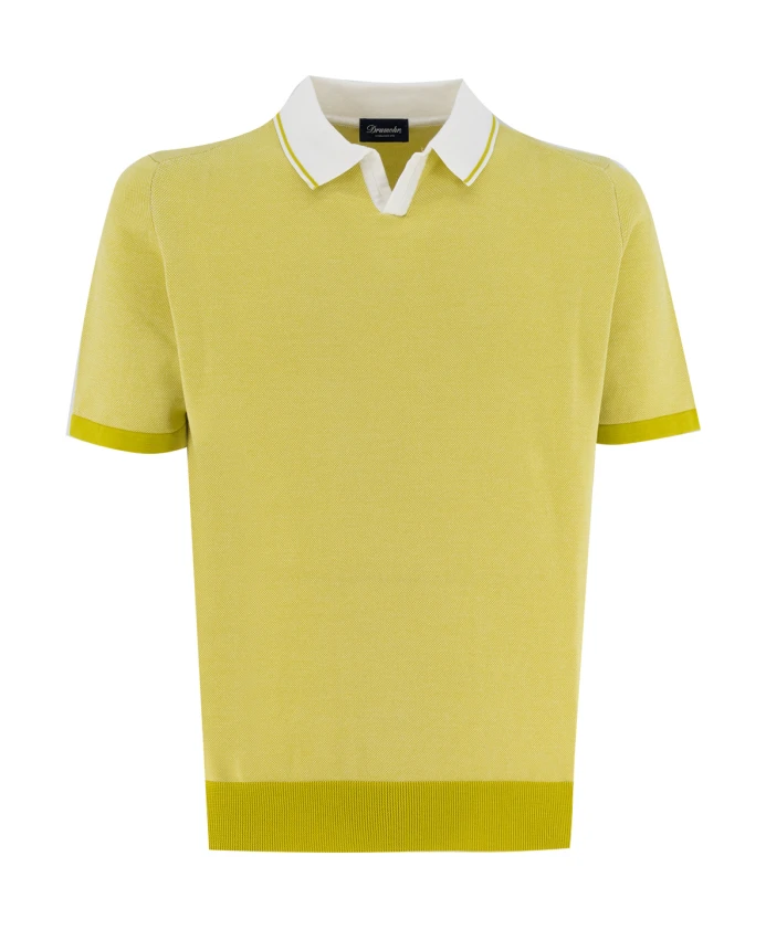 

Рубашка-Поло с контрастным воротником, стандартный крой. Drumohr, желтый