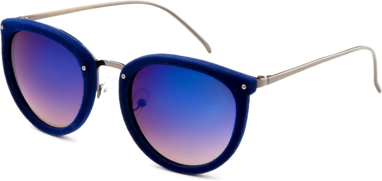 

Newbee Fashion - "Miley" Уникальные круглые очки с линзами UV400 и защитой от ультрафиолета. Современные модные солнцезащитные очки Newbee Fashion Sunglasses, Blue