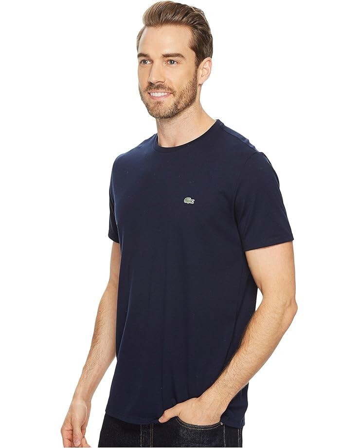 Футболка Lacoste Short Sleeve Pima Crew Neck, цвет Navy Blue — фото 2