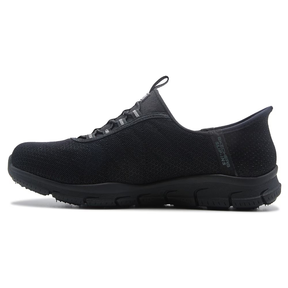 Кроссовки на широкой подошве Skechers Slip-Ins Brilliance Bungee с затяжками, black/silver shimmer wide — фото 3