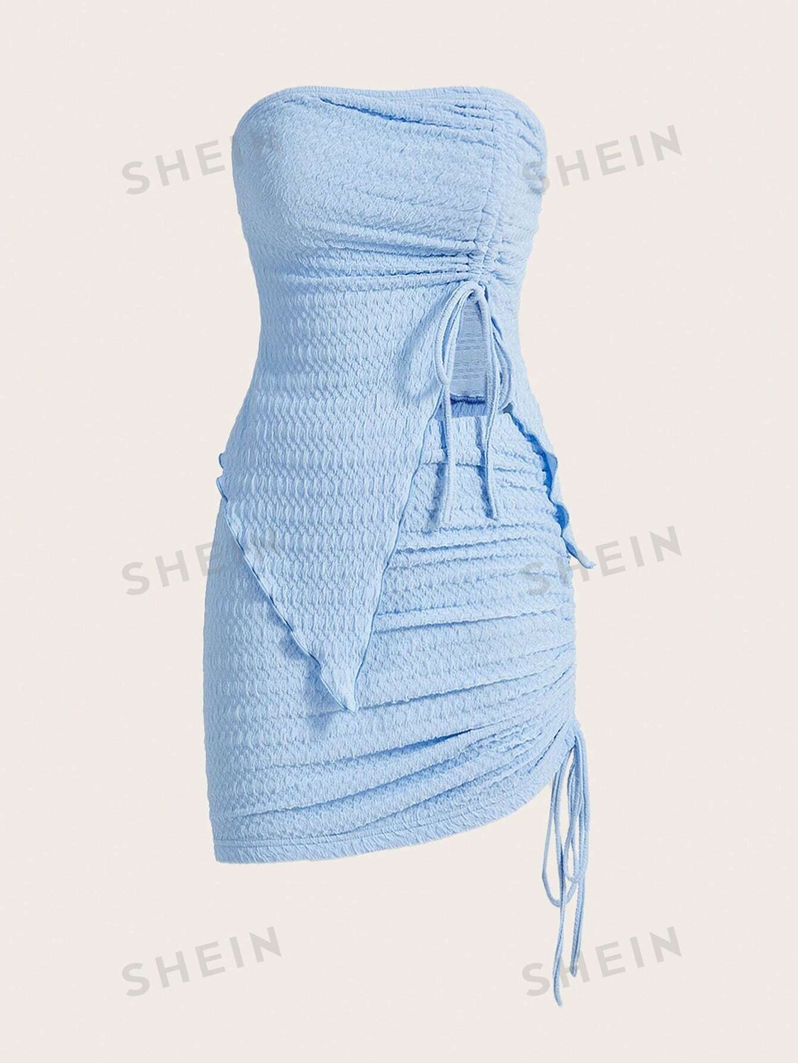 

Топ и облегающая юбка Shein Icon с завязками, голубой