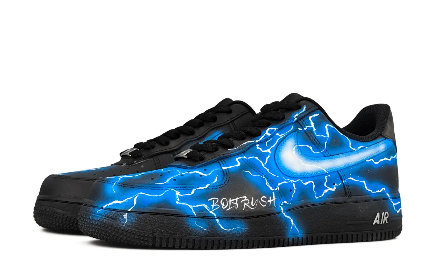 Nike Air Force 1 Abrasion Resistant Slip Resistant Low top Skateboard Shoes Men's Black Blue — фото 4