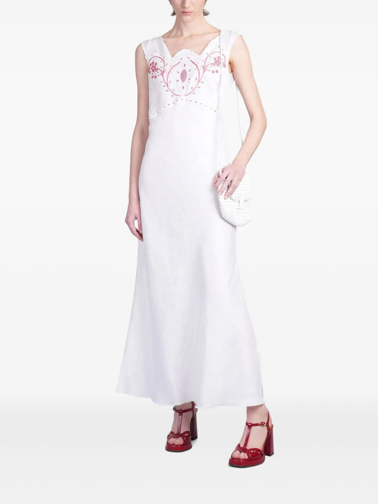 

Платье миди с вышивкой HOLY CAFTAN, белый