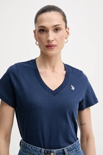 Футболка с V-образным вырезом U.S. Polo Assn, синий — фото 4
