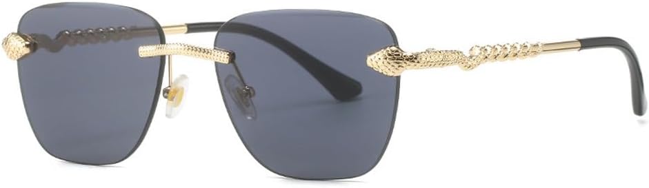 

Винтажные солнцезащитные очки без оправы для женщин и мужчин, модные солнцезащитные очки с металлическим змеиным рисунком, роскошные солнцезащитные очки HVTVTLA, Black