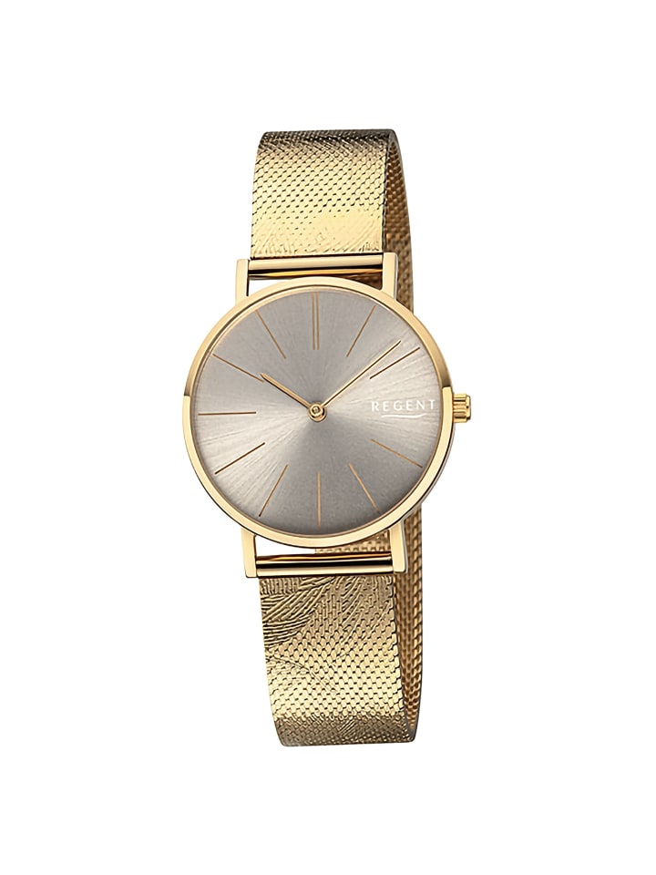 

Аналоговые наручные часы Regent, золото, средний размер (примерно 32 мм), металлический браслет