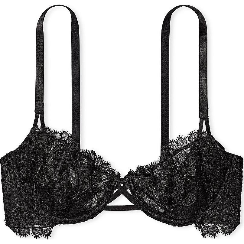 

Victoria's Secret Pink Dream Angels Wicked Unlined Boho Floral Embroidered бюстгальтер/бра для женщин Black