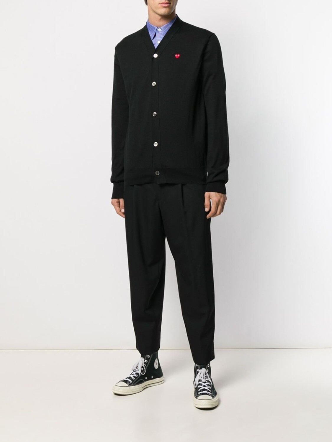 Кардиган с V-образным вырезом и логотипом Heart Comme Des Garçons Play, черный — фото 2