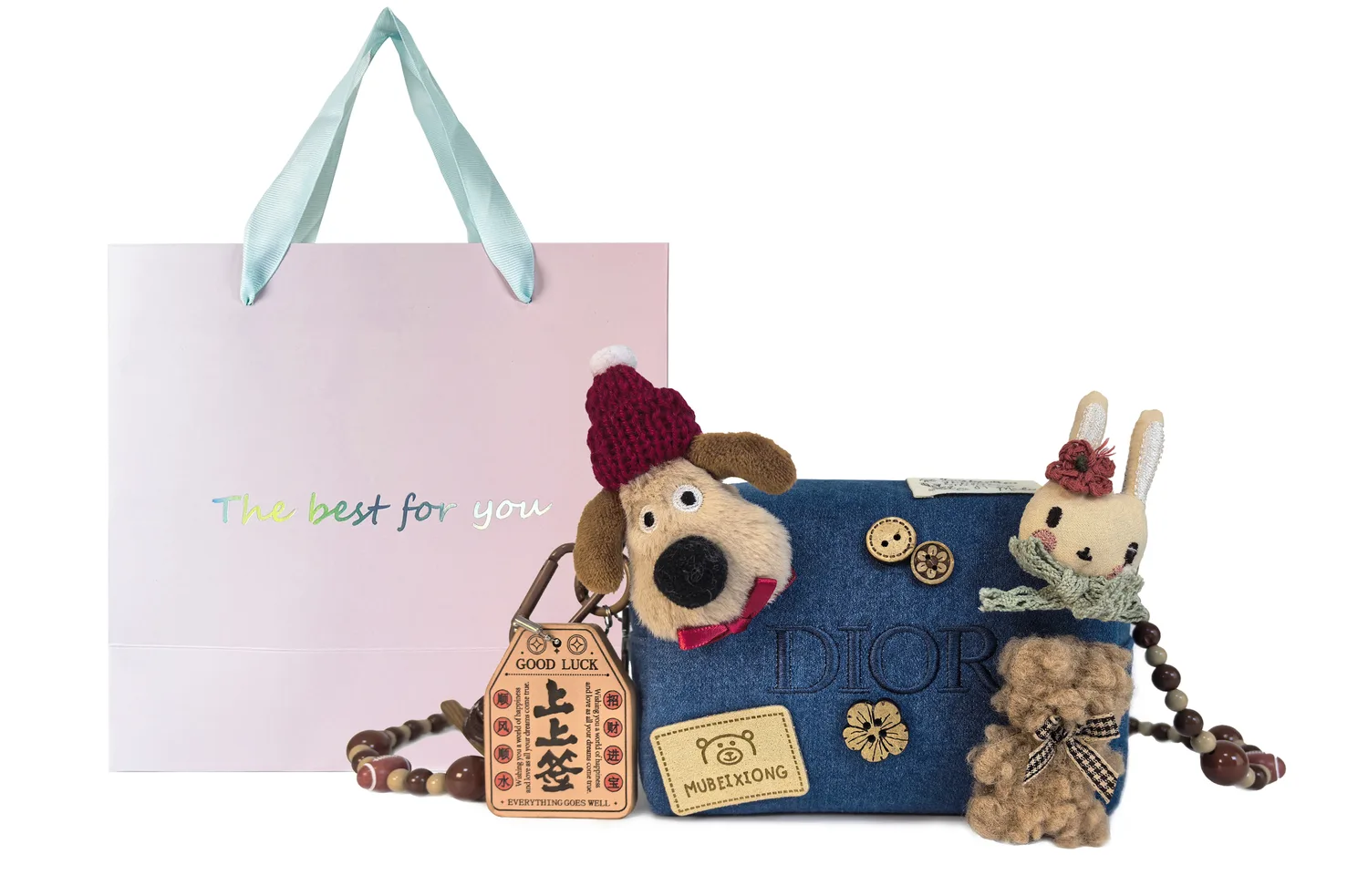 Индивидуальная косметичка Artful, Hugging Toy House, детство, кукла, веселье, милая, повседневная кэжуал, деним DIOR, Hugging Toy House-Shopping Bag