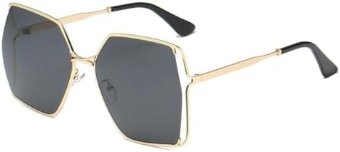 

Женские солнцезащитные очки с градиентным переходом цвета, увеличенного квадратного размера, с полыми линзами, винтажные, из сплава, зеленые, с защитой от УФ-излучения UV400 MTZJH, Black