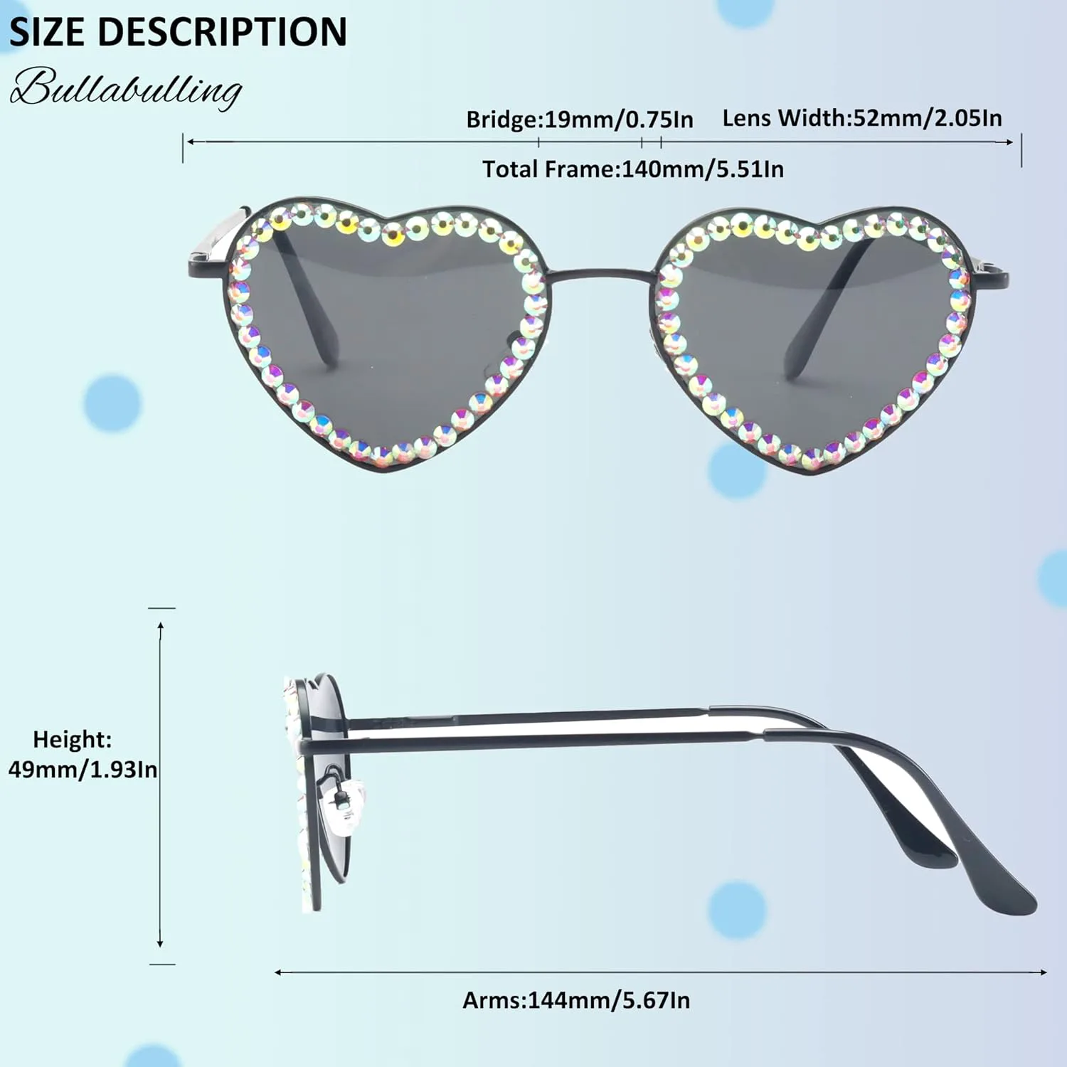 

bullabulling Винтажные солнцезащитные очки в форме сердца со стразами для женщин, блестящие бриллиантовые очки для вечеринки, хрустальные солнцезащитные очки, Brown