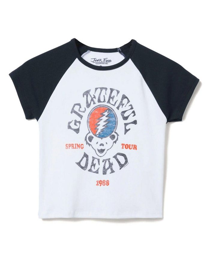 

Женская футболка Grateful Dead 1988 Tour Baby Raglan Junk Food Clothing, белый