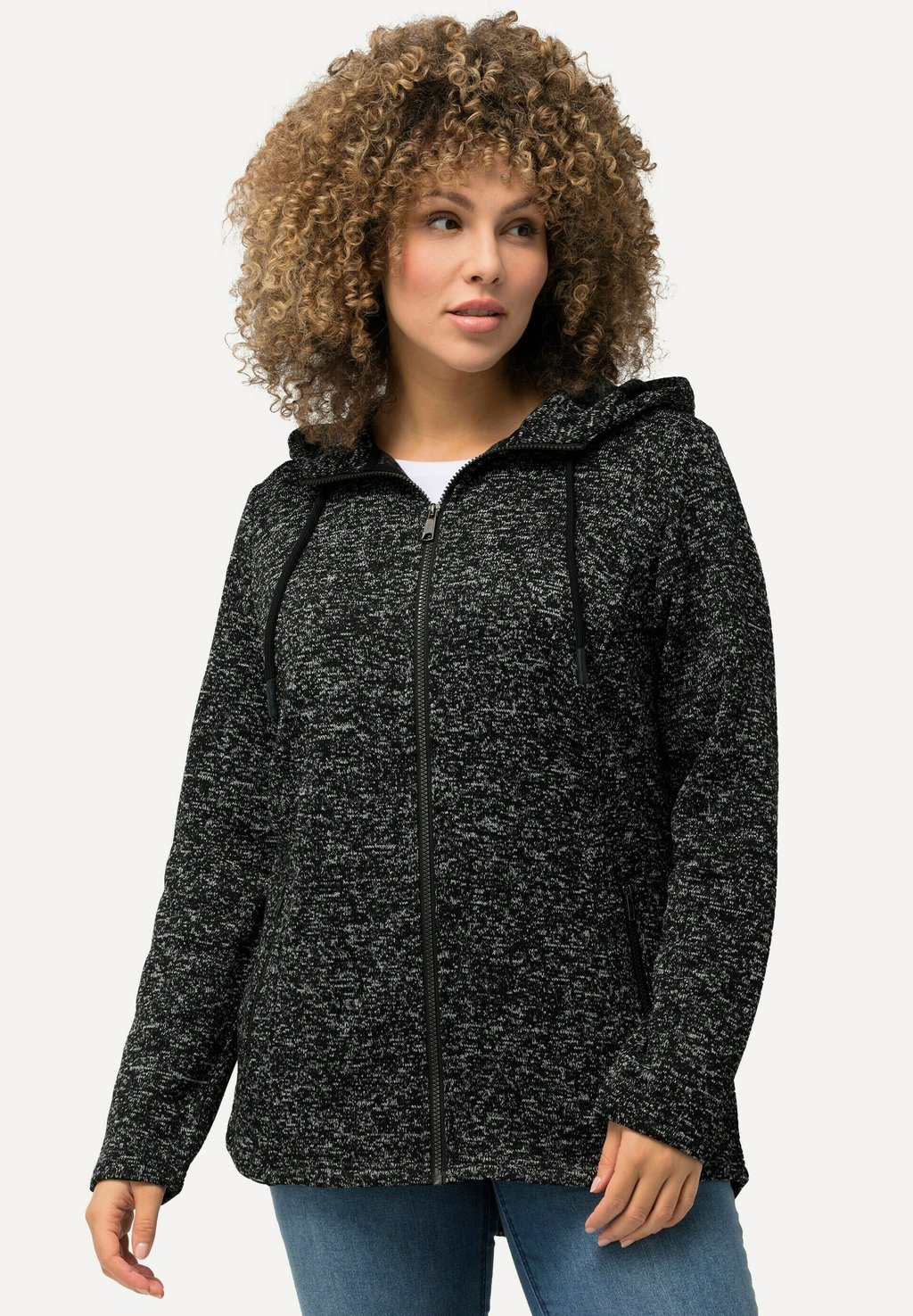 

Кардиган MELANGE LINED HOODED Ulla Popken, черный