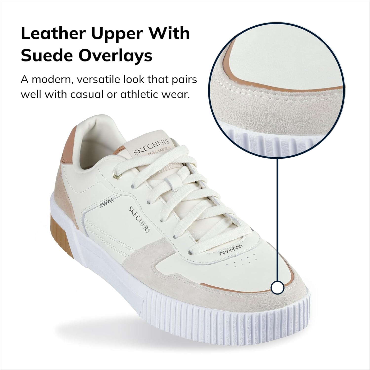 Мужские кроссовки Skechers Jade Kovos из кожи и замши на шнуровке, коричневый — фото 3