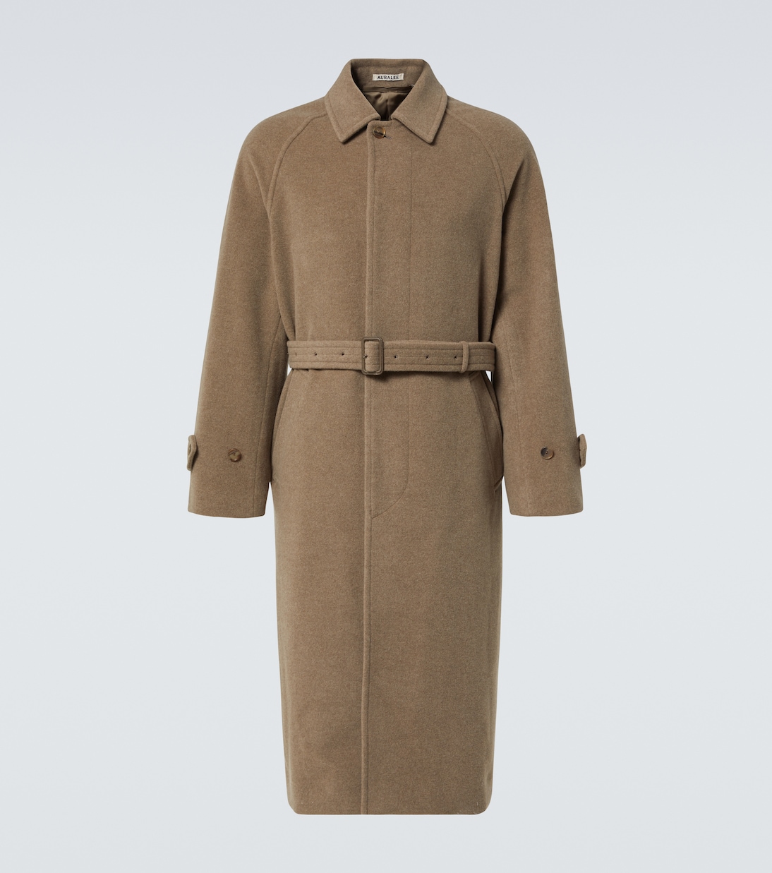 

Шерстяное пальто с поясом Auralee, Khaki Beige