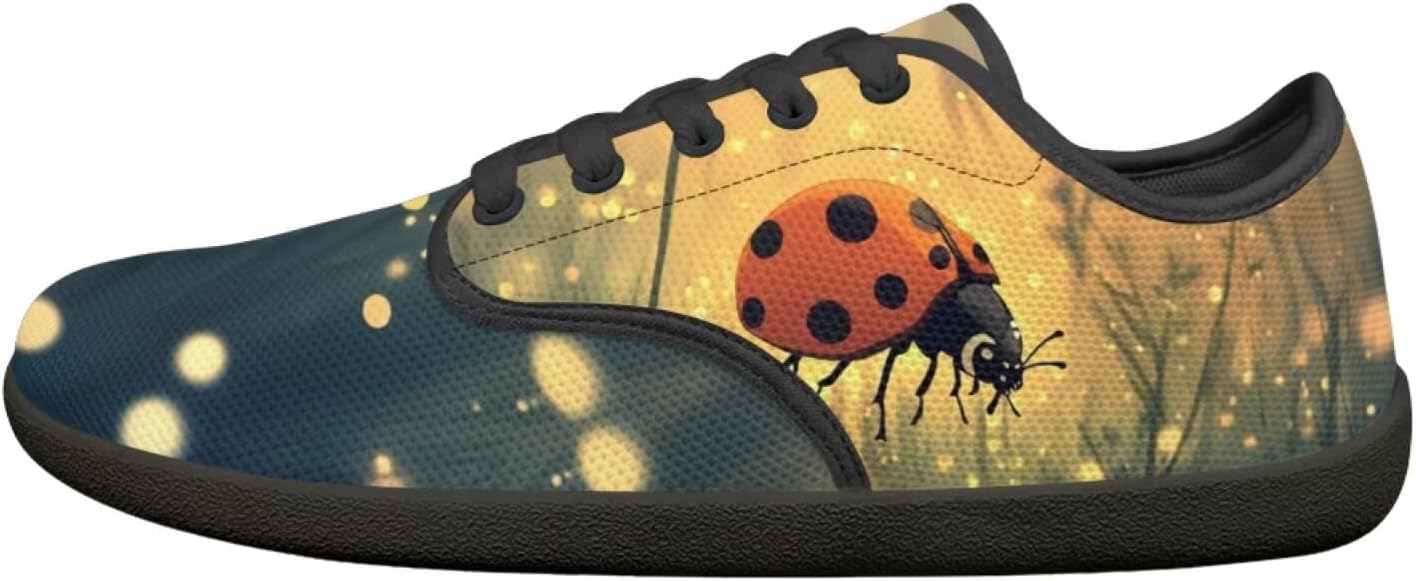 

Кроссовки Binienty Barefoot для женщин и мужчин, унисекс, без шнурков, для тенниса, ходьбы, походов и кемпинга, Bling Polka Dot Ladybug