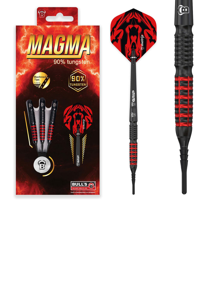 

BULLS Набор дротиков Softdarts Magma, профессиональные, из 90% вольфрама, красно-черного цвета