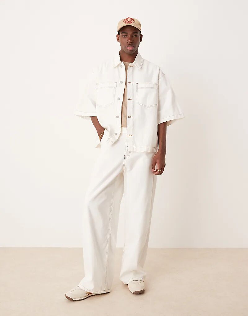

Супер мешковатые брюки ASOS DESIGN Co-ord с отделкой швов в цвете экрю