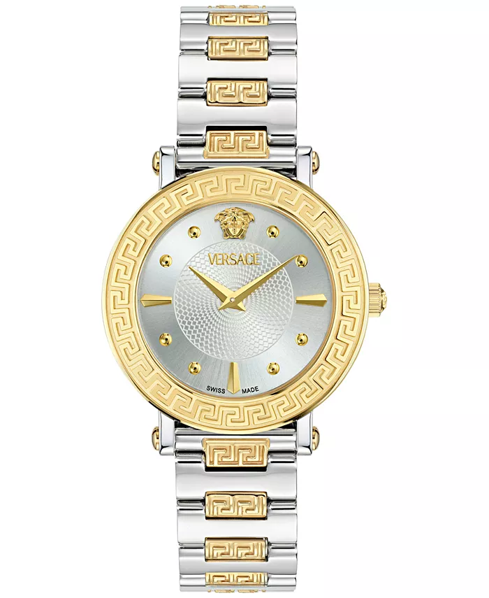 

Женские наручные часы Swiss Greca Sphere с двухцветным браслетом из нержавеющей стали, 35 мм Versace