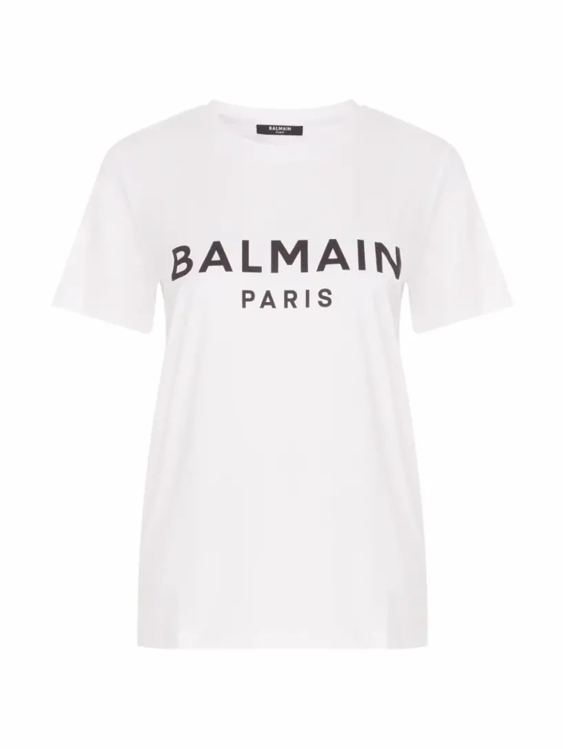 

Хлопковая футболка с логотипом Balmain, белый