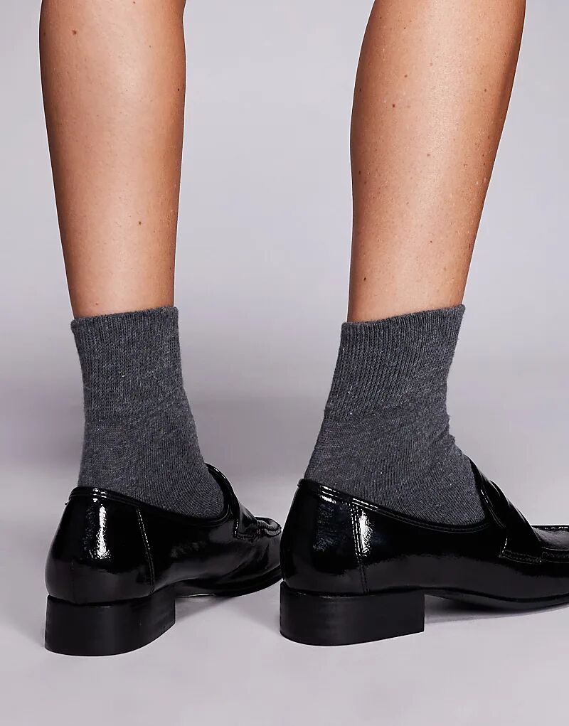 Лоферы Public Desire Wide Fit Haboo из чёрного крокодила — фото 2