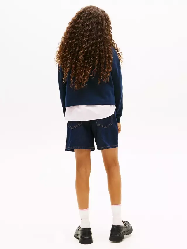 Детская хлопковая толстовка с логотипом и блестками Tommy Hilfiger, Navy — фото 3