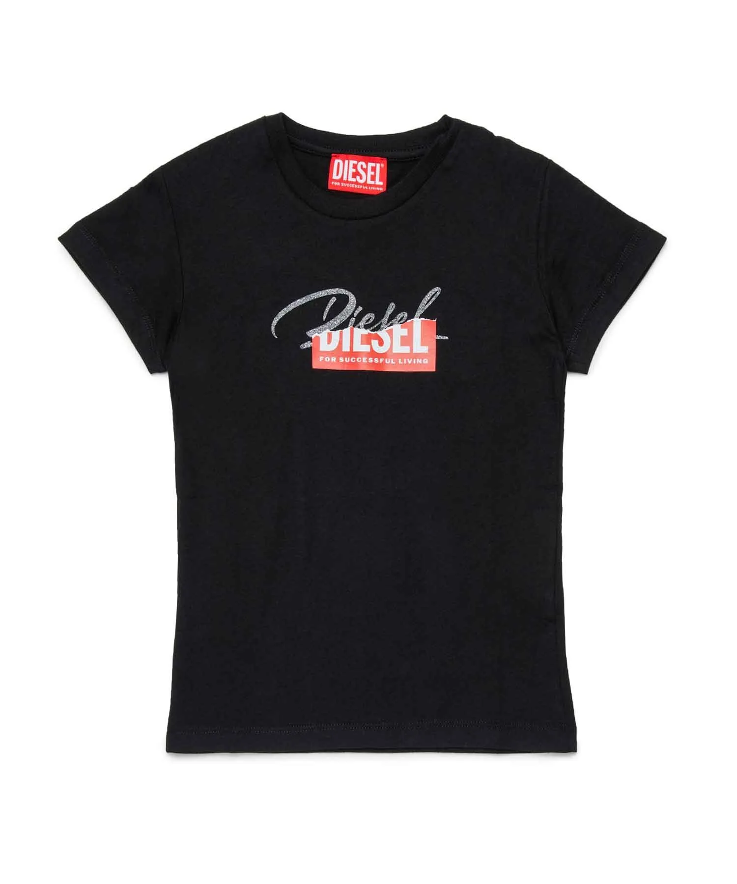 Унисекс футболка с логотипом DIESEL KIDS чёрная