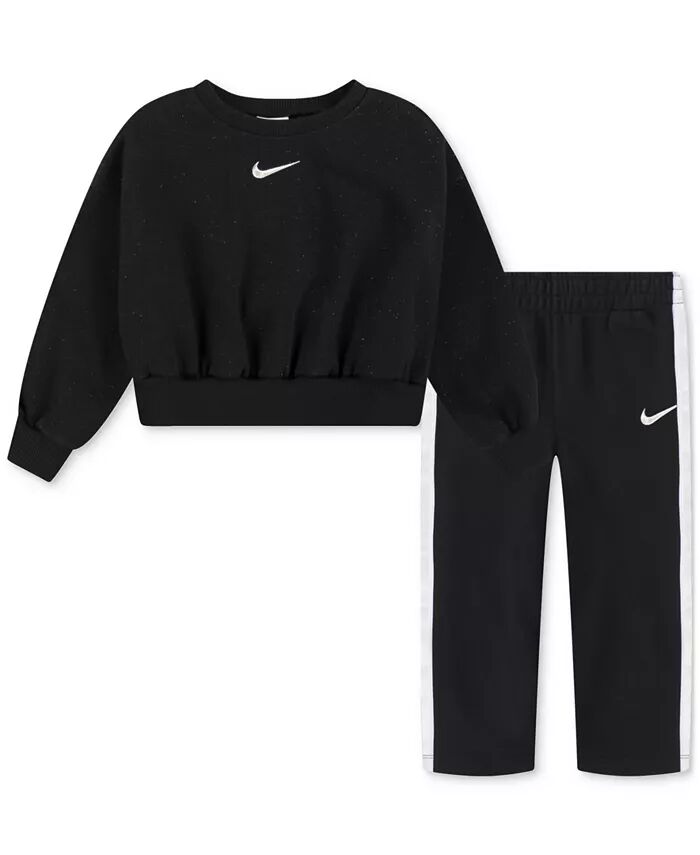 

Блестящий топ и штаны для девочек, комплект из 2 предметов Nike, черный