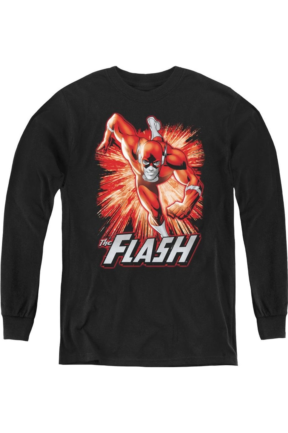 

Футболка с длинным рукавом для детей "Лига справедливости Америки" - Флэш в красно-сером цвете Gildan