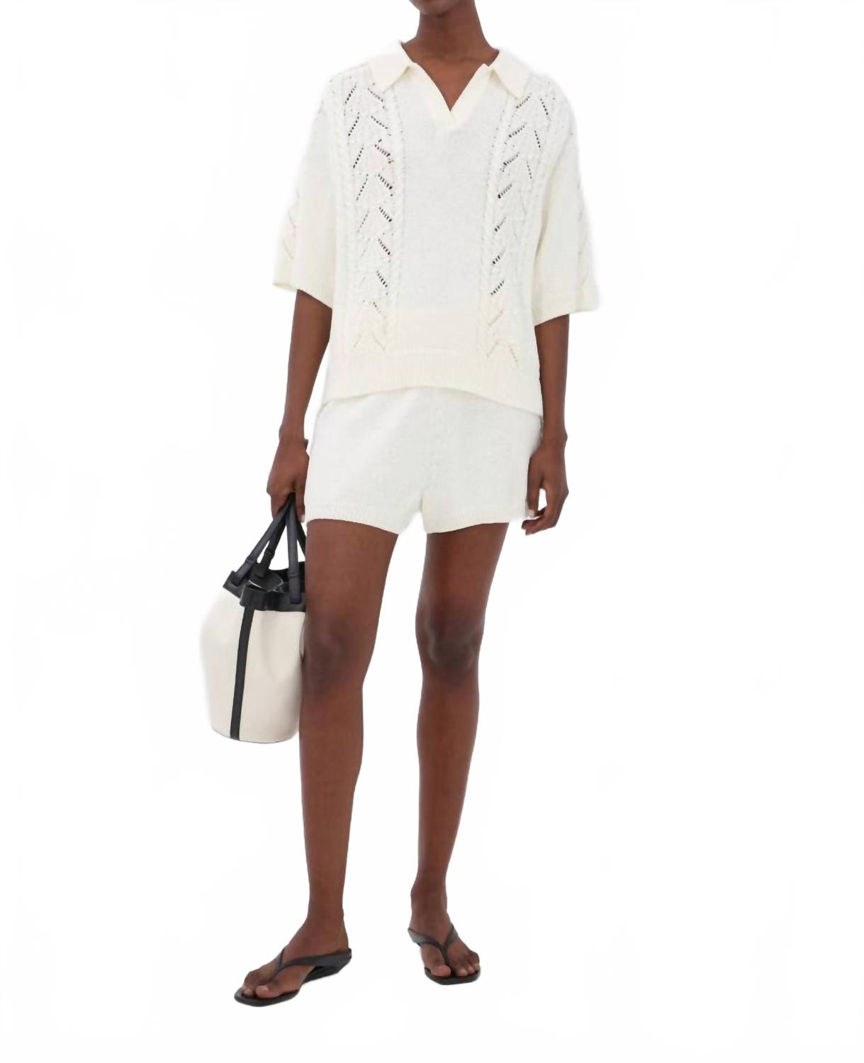 

Айвори хлопковая вязаная поло топ Loulou De Saison, слоновая кость