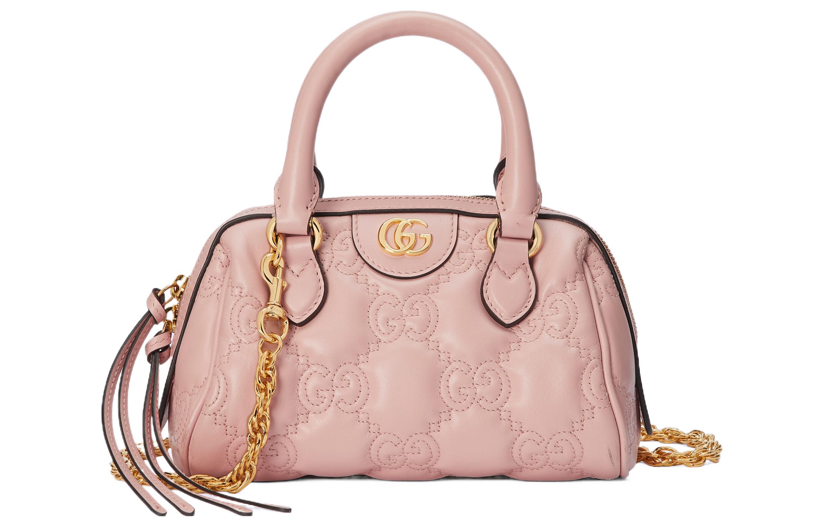 

GUCCI Сумка-шоппер GG Matelassé Leather Controller Boston мини женская светло-розовая