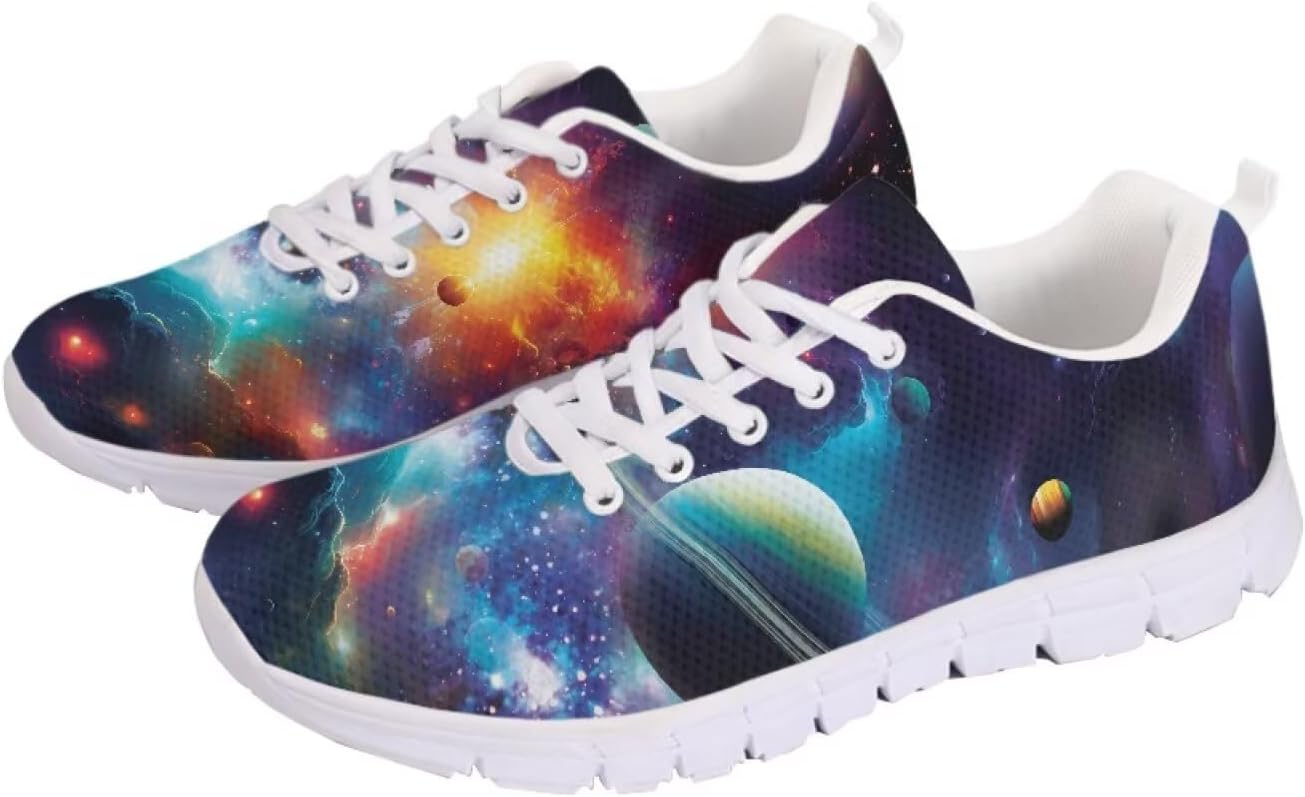 

Кроссовки chaqlin для женщин и мужчин, дышащие спортивные обувь с шнуровкой, повседневные беговые кроссовки, Space Galaxy